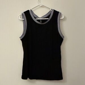 Amazon Black Tank Top with White Striped Trim